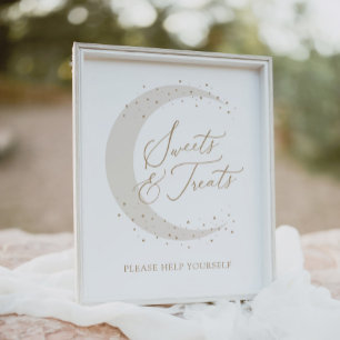 Neutral Moon Baby shower snoep en traktaties Poster