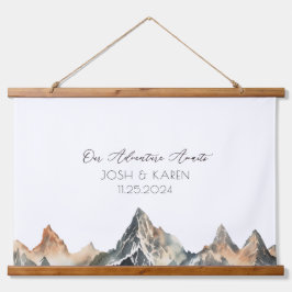 Neutral Mountain Alternative Wedding Guest Book Hangend Wandkleed