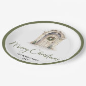 Neutral Nordic Christmas Script Personalized Plate Papieren Bordje (Gekanteld)