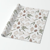 Neutral Ornaments Pine Holiday Christmas Trees  Cadeaupapier (Uitgerold)