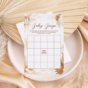 Neutral Pampas Grass BINGO Baby shower spel Flyer