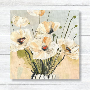 Neutral Peach Poppies Vaas Canvas Afdruk