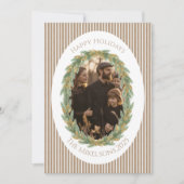 Neutral Pine Wreath Photo Christmas Feestdagenkaart (Voorkant)