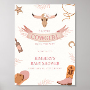Neutral Pink Boho Cowgirl Baby shower Welkom Poster