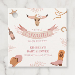 Neutral Pink Boho Wild West Cowgirl Baby shower Bedankjes Labels