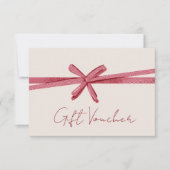 Neutral pink Ribbon On Beige gift certificate (Voorkant)