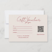 Neutral pink Ribbon On Beige gift certificate (Achterkant)