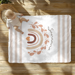 Neutral Rainbow Custom Name Baby shower Fleece Deken