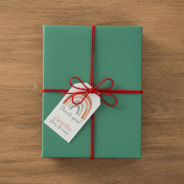 Neutral Rainbow Dank je wel Baby shower Cadeaulabel