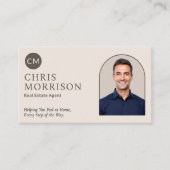 Neutral Real Estate Agent Photo Professional Visitekaartje (Voorkant)