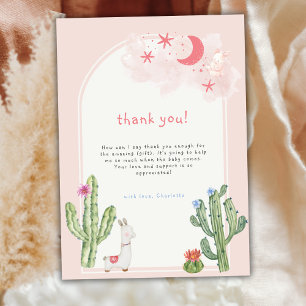 Neutral roze Boho Arch Cactus Baby shower Bedankkaart