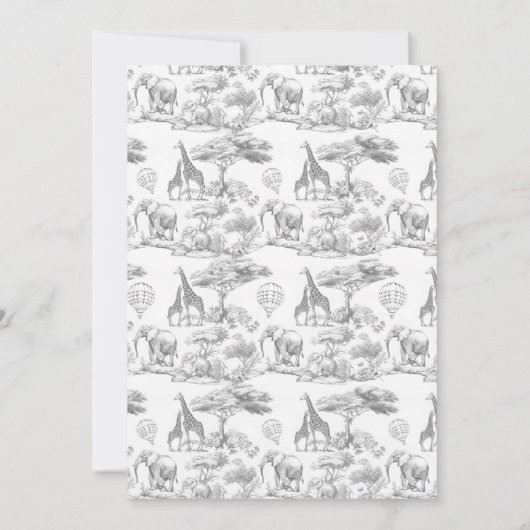 Neutral Safari Animal Elegant Toile Baby shower Kaart (Achterkant)