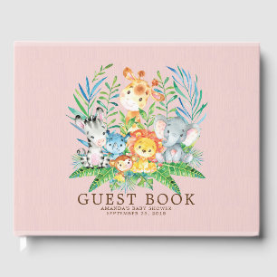 Neutral Safari Oerwoud Meisjes Baby shower Gastenb Gastenboek