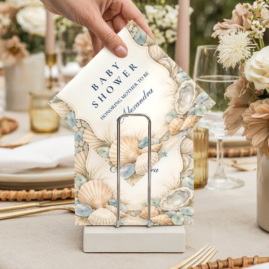 Neutral Seaside Shells Baby Shower Servet