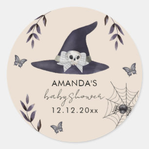 Neutral Simple Little Boo Witch Pet Baby shower Ronde Sticker