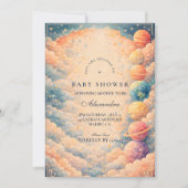 Neutral Space Planets Stars Baby Shower Kaart (Voorkant)