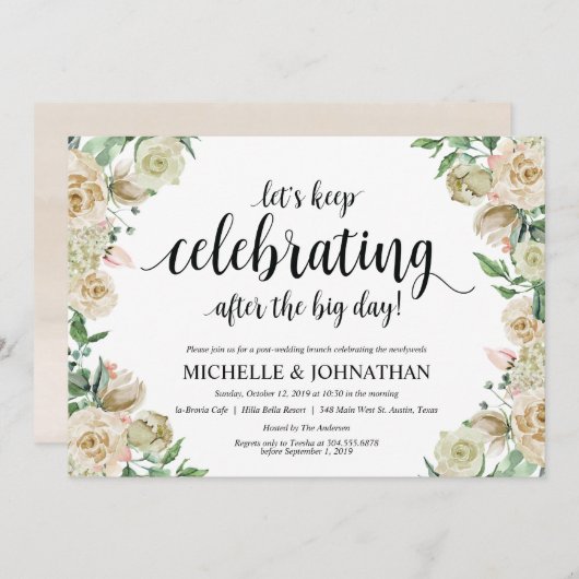 Neutral Spring Post Mariage Brunch Invitation Card (Devant / Derrière)