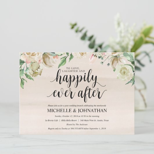 Neutral Spring Post Mariage Brunch Invitation Card (Debout devant)