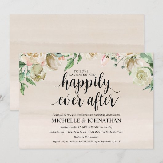 Neutral Spring Post Mariage Brunch Invitation Card (Devant / Derrière)