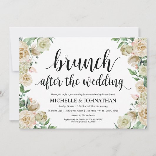 Neutral Spring Post Wedding Brunch Invitation Kaar Kaart (Voorkant)