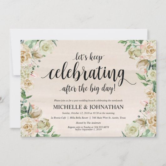 Neutral Spring Post Wedding Brunch Invitation Kaar Kaart (Voorkant)