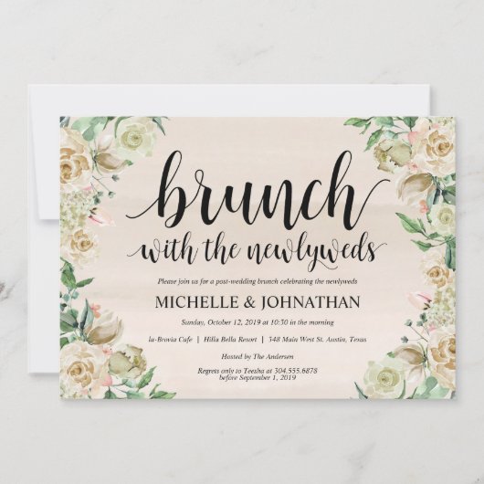 Neutral Spring Post Wedding Brunch Uitnodigingskaa Kaart (Voorkant)