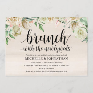 Neutral Spring Post Wedding Brunch Uitnodigingskaa Kaart