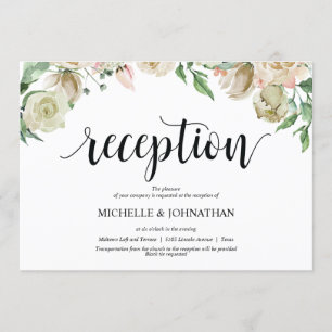 Neutral Spring Wedding Receptie Uitnodiging Kaart