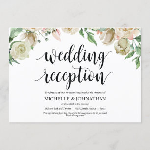 Neutral Spring Wedding Receptie Uitnodiging Kaart