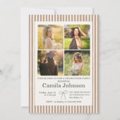 Neutral Striped Graduation Invitation (Dos)