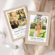 Neutral Striped Graduation Invitation