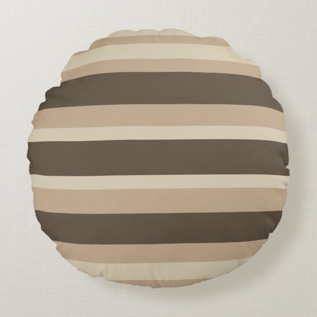 Neutral striped  rond kussen (Voorkant)