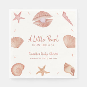 Neutral Summer Ocean Seashell Pearl Baby shower Servet
