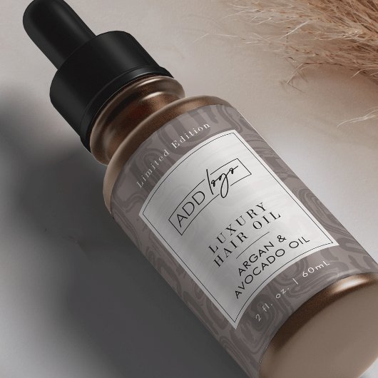 Neutral Tan Bohemian Logo 2OZ Dropper Bottle Etiket