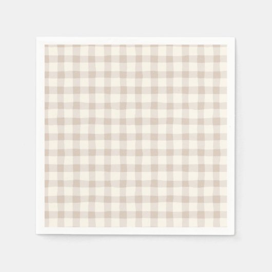 Neutral Tan Gingham Servet (Voorkant)