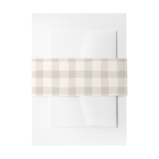 Neutral Tan Gingham Uitnodigingen Wikkel (Voorkant Voorbeeld)