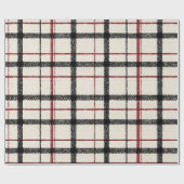 Neutral tartan white black and red cadeaupapier (Vlak)