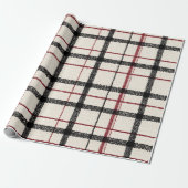 Neutral tartan white black and red cadeaupapier (Uitgerold)