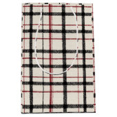 Neutral tartan white black and red medium cadeauzakje (Voorkant)