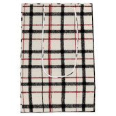 Neutral tartan white black and red medium cadeauzakje (Achterkant)