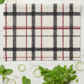 Neutral tartan white black and red theedoek (Gevouwen)