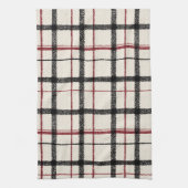 Neutral tartan white black and red theedoek (Verticaal)