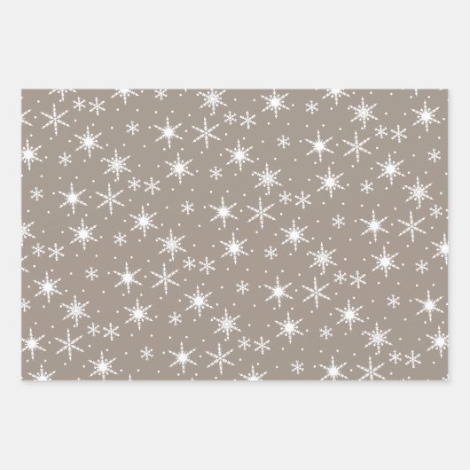 Neutral Taupe Winter Holiday Snowflake Patroon Inpakpapier Vel (Voorkant)