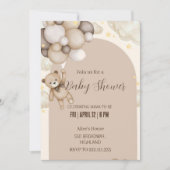 Neutral Teddy Bear Baby Shower Invitation (Devant)
