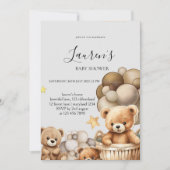 Neutral Teddy Bear Baby Shower Invitation (Devant)