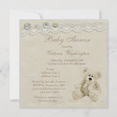 Neutral Teddy Bear  Lace Baby shower Kaart (Achterkant)