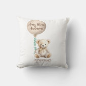 Neutral Teddy Ours Birth Stats Baby Coussin (Recto)