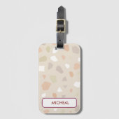 Neutral Terrazzo Pattern Background Bagagelabel (Voorkant (verticaal))