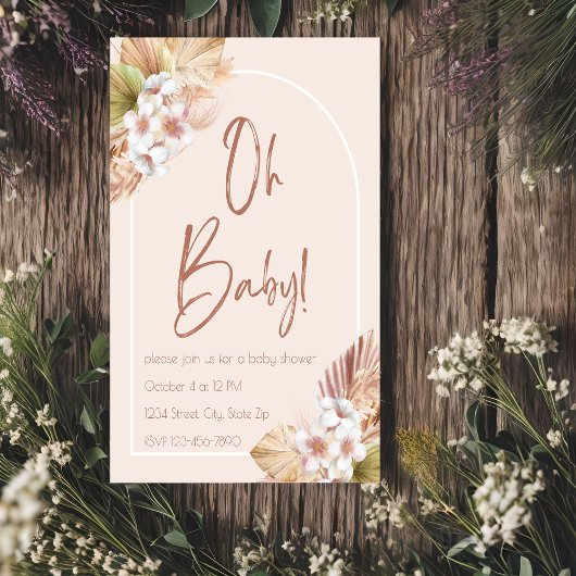 Neutral Tone Boho Baby shower Invitation Kaart