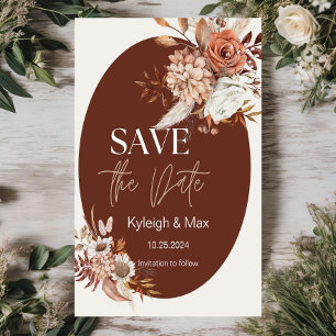 Neutral Tone Floral Boho Save the Date Invitation Kaart